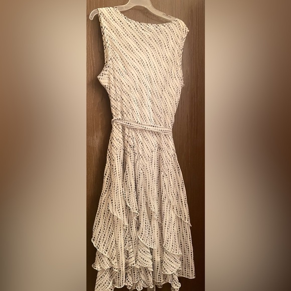 Amanda Lane White with Black Pokadot Layered Sleeveless Dress 18W - Picture 11 of 14